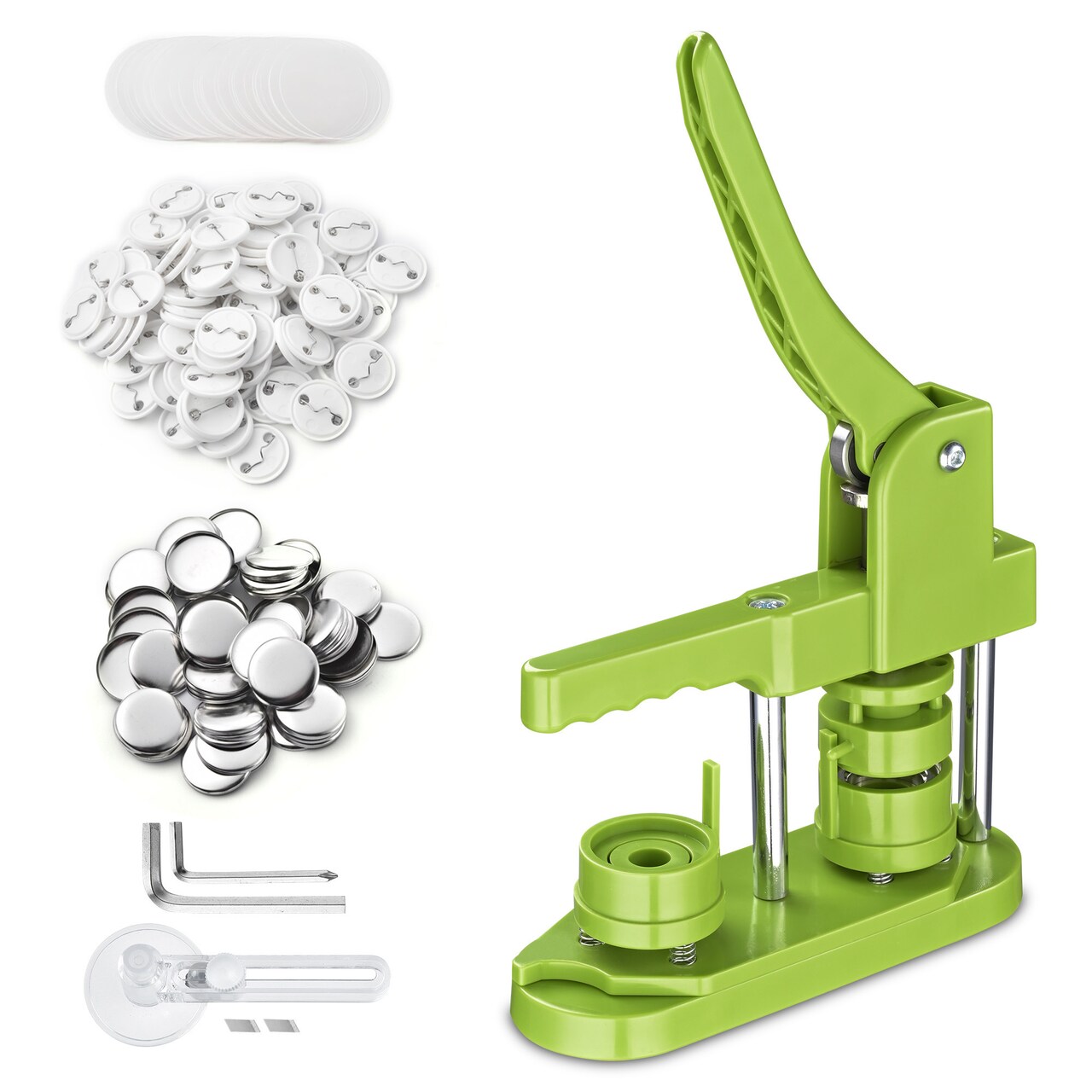 Button Maker Machine Set with 100 Button Parts and Cutter | Create Custom Badges